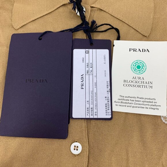 Prada Brown Mulberry Silk Knitted Vest With Logo Design Size XS 36 Womens - Picture 5 of 8